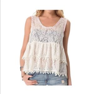 Free People Cream Lace Daydream Tank